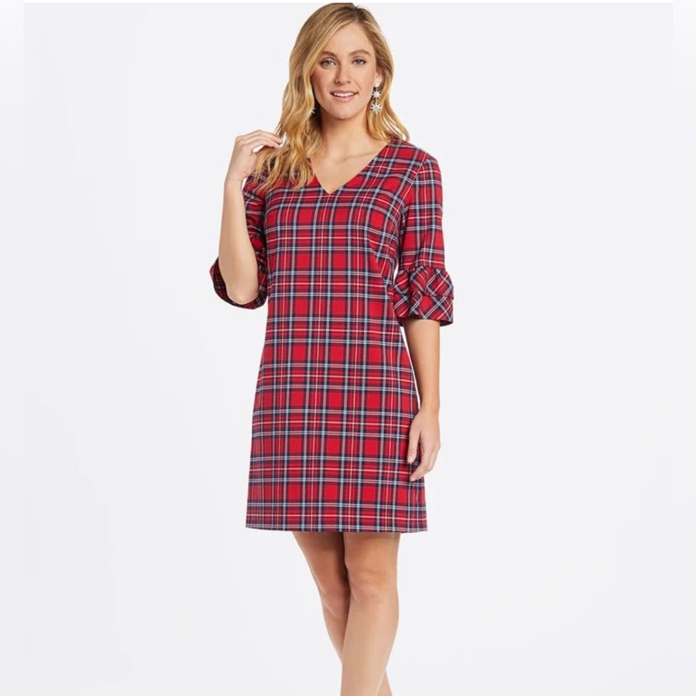 Draper James Riffle Sleeve Shift Dress Red Plaid
Size 8